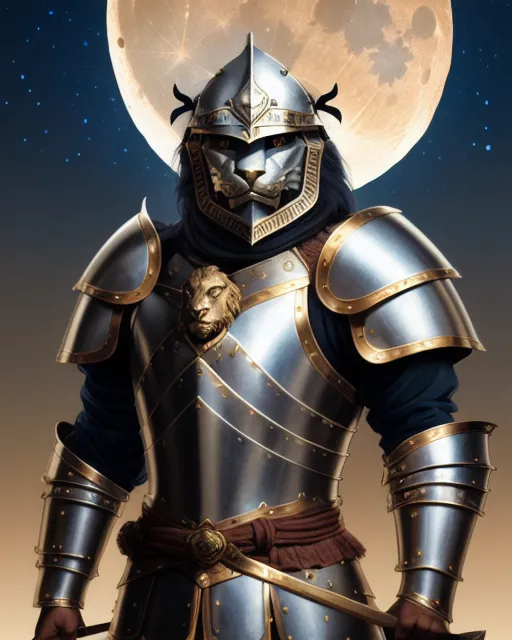 Male human, medival plate armor, - Free AI Photo Generator - starryai