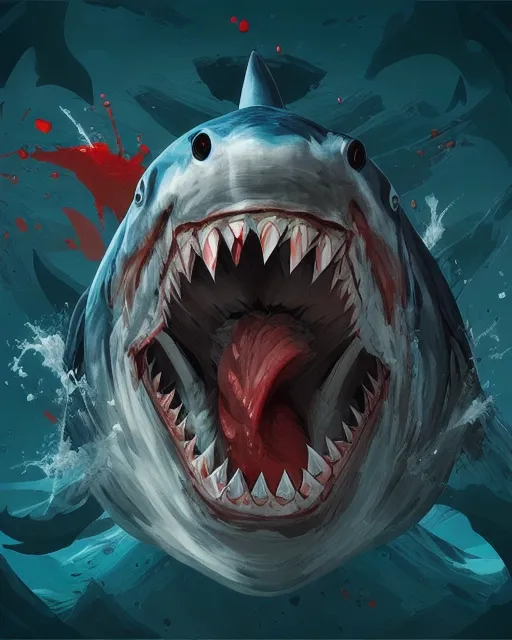 Angry Shark Digital Download Poster Art 