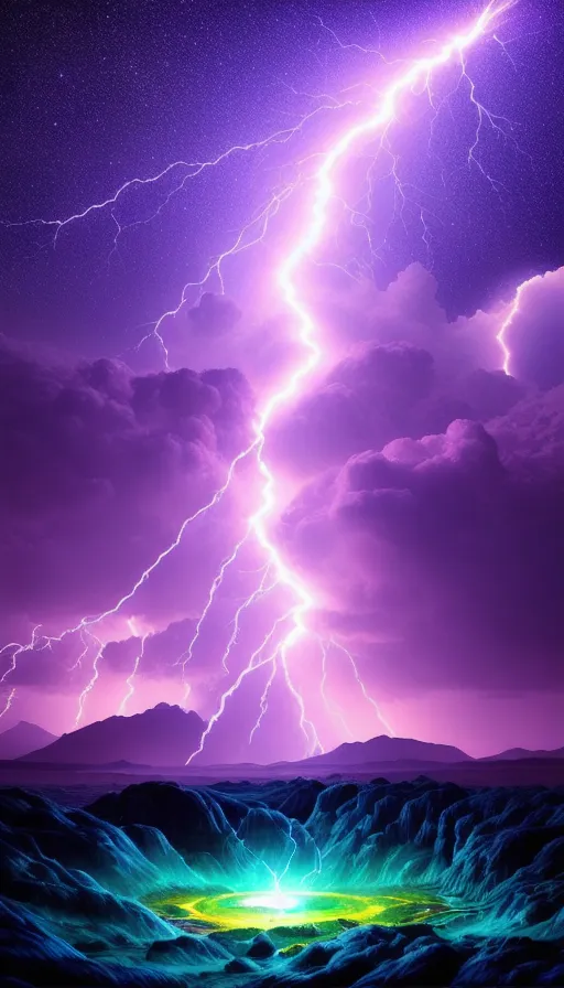 Giant lightning storm on alien - Free AI Photo Generator - starryai