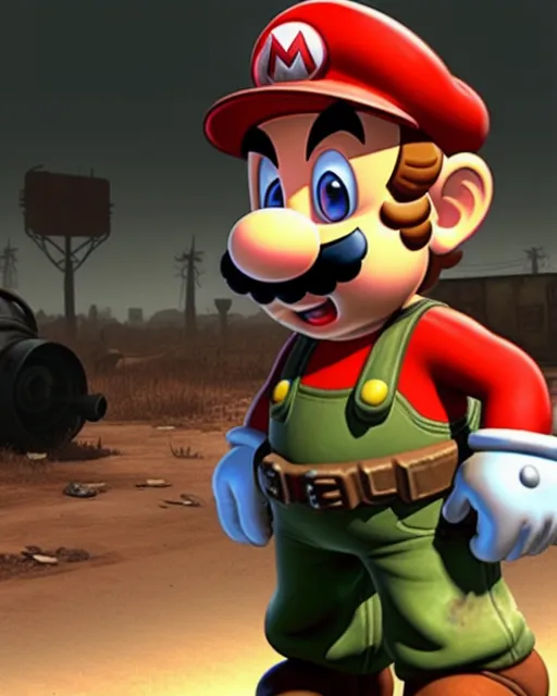 Mario Fallout 4. Radiated bugs. - Free AI Photo Generator - starryai