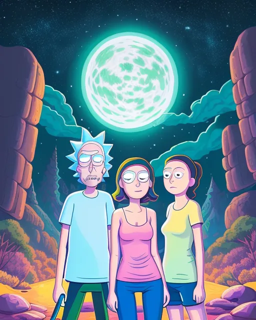 Rick morty girls, digital painting, - AI Photo Generator - starryai