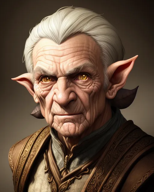 Elderly elf, male, brown robs, , d&d AI Photo Generator starryai
