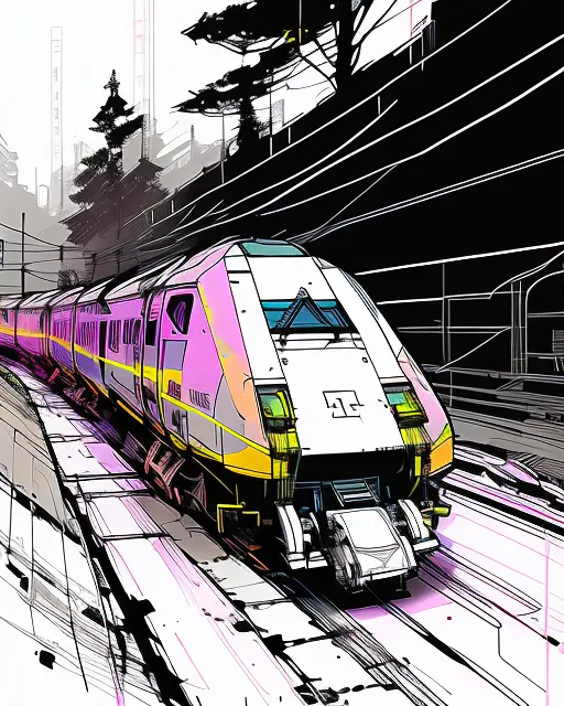 Train going through forest - Free AI Photo Generator - starryai