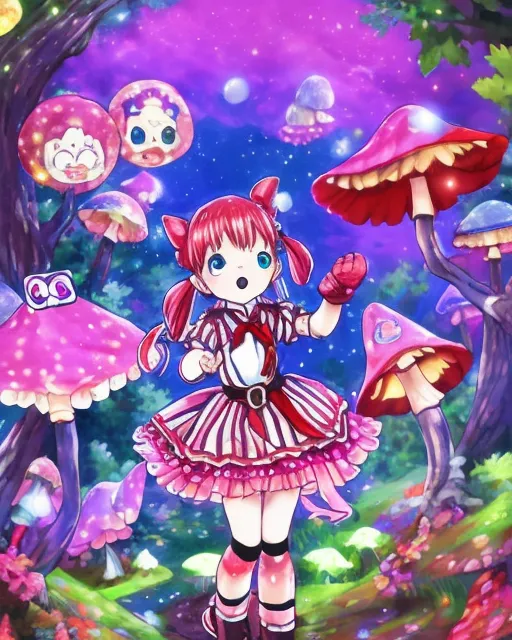 Magical mushroom girl cuteness - Free AI Photo Generator - starryai
