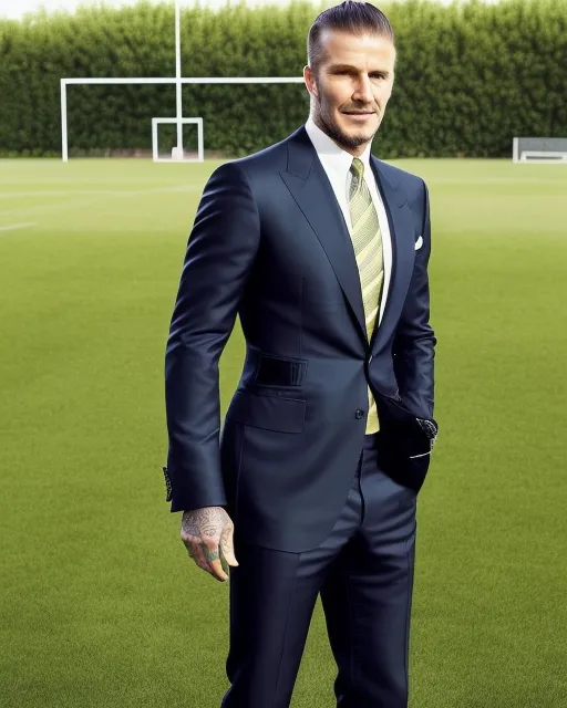 David Beckham. a suit touch Manchester - AI Photo Generator - starryai