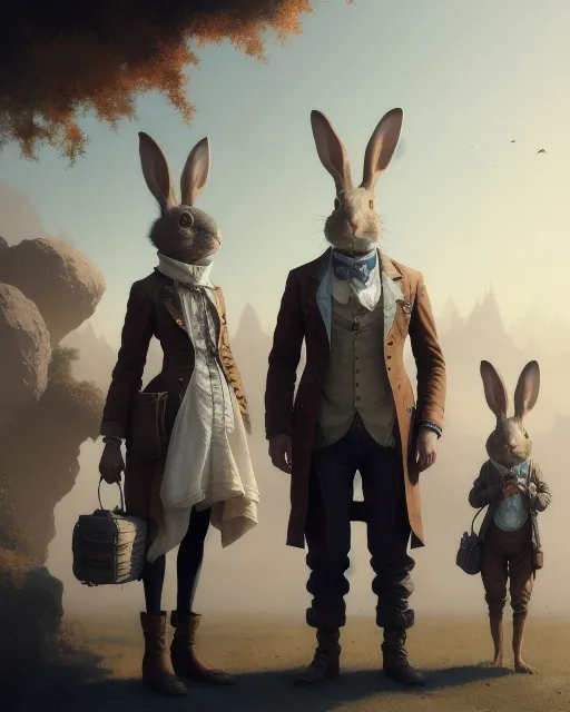 Steampunk human like Rabbit like - Free AI Photo Generator - starryai