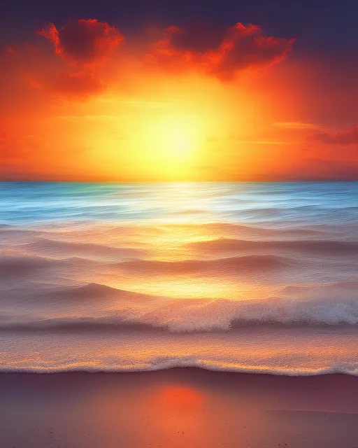 beautiful sunset at beach - Free AI Photo Generator - starryai