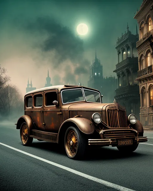 Classic haunted car AI Photo Generator starryai