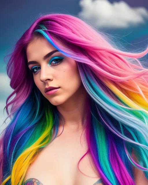 Rainbow hair - Free AI Photo Generator - starryai