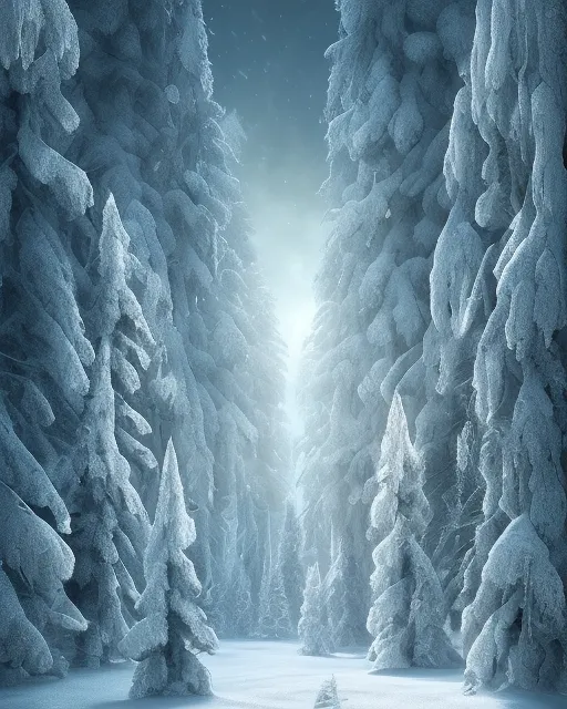 Magica snowy Forest eternal , - Free AI Photo Generator - starryai