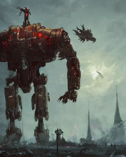 Giant robot destroys Chinese city , - AI Photo Generator - starryai