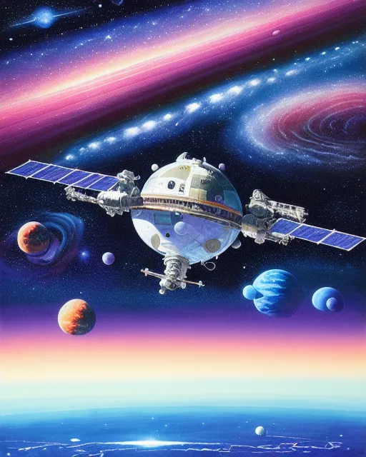 Large space station orbit over - Free AI Photo Generator - starryai