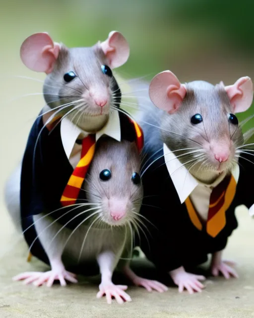 Rats dressed up as Harry Potter