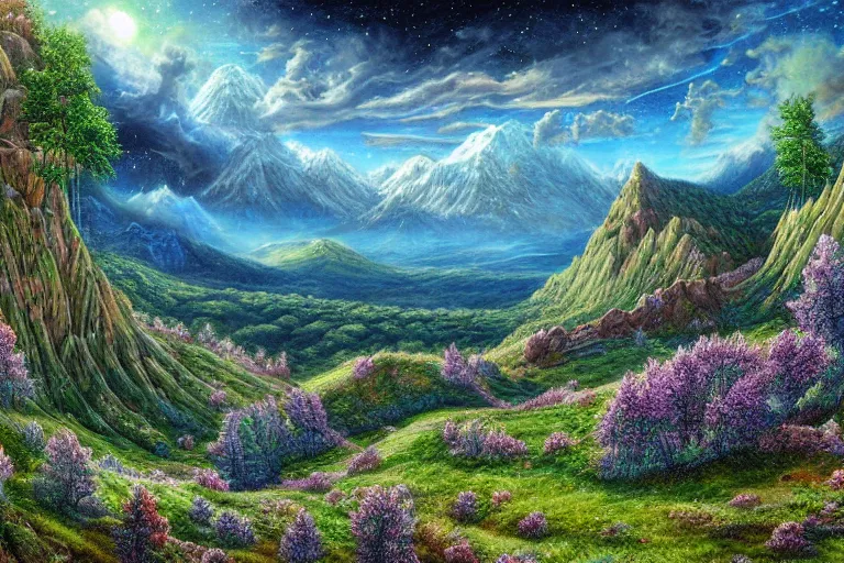 Mountain vineyard, beautiful sky, - Free AI Photo Generator - starryai