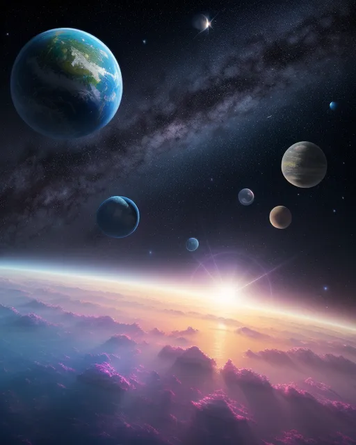 Twin planets cheerful space, sky, - Free AI Photo Generator - starryai