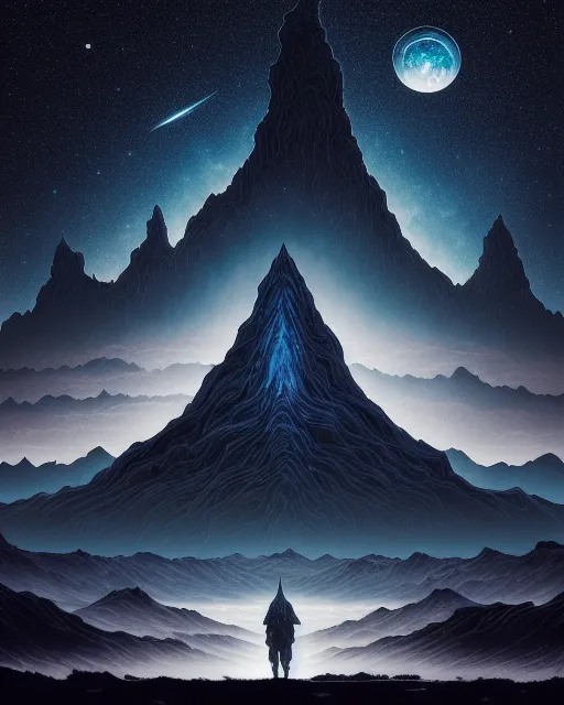Dark mountain - Free AI Photo Generator - starryai