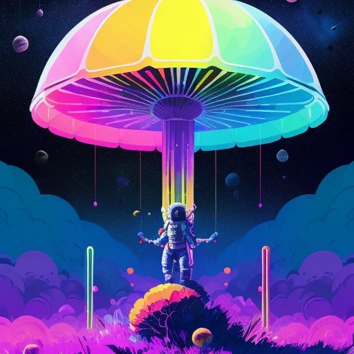 Space mushrooms, rainbow, Space - Free AI Photo Generator - starryai