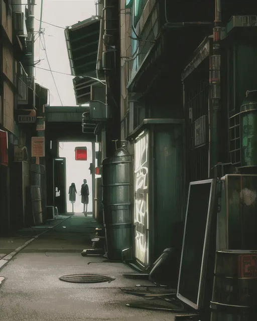 Alley, JP NIK | Anime background, City background, Anime city
