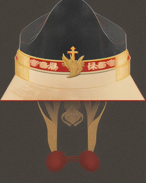 A religious hat with red trim