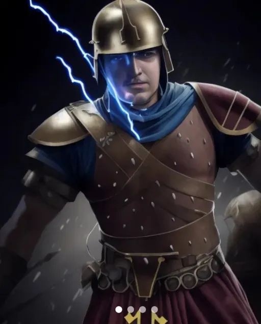 Yellow lightning man metal armor - Free AI Photo Generator - starryai
