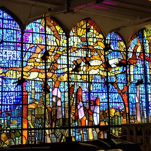 A city made stained glass being - Free AI Photo Generator - starryai
