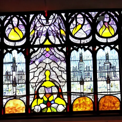A city made stained glass being - Free AI Photo Generator - starryai
