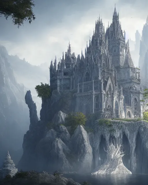 fantasy magical white gothic palace - AI Photo Generator - starryai
