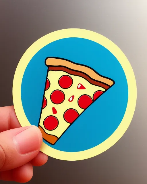 slice of pizza, cartoon style, sticker art