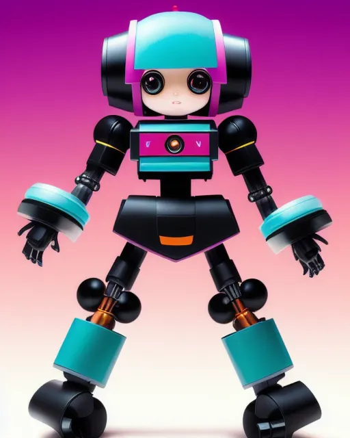 Megurine Luka as a children's toy robot, style of retrofuturism