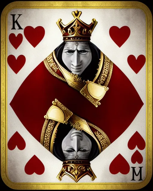 King of hearts, hyper realistic, dark ages war background, Royal