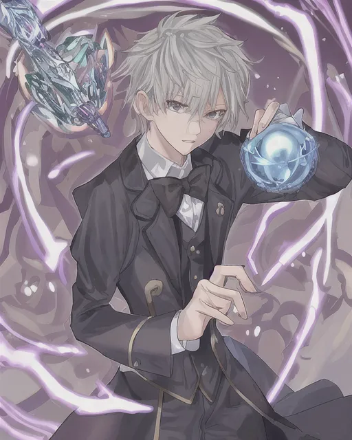 anime butler with white hair