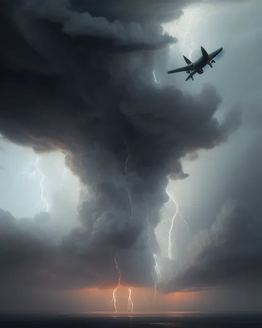 Scary Thunderstorm high sky airplane - AI Photo Generator - starryai