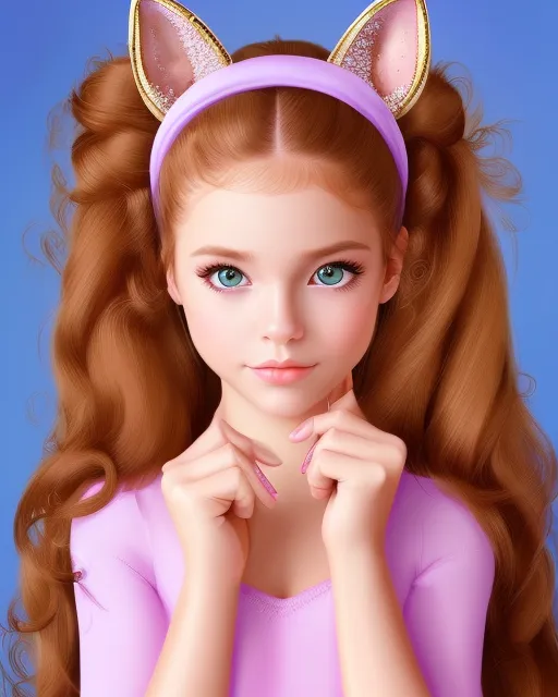 Young girl cat ears, princess, - Free AI Photo Generator - starryai