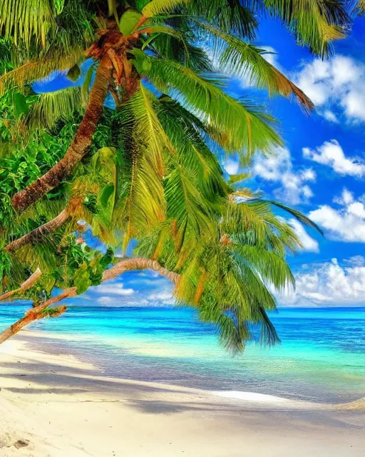 Beautiful tropical beach - AI Photo Generator - starryai