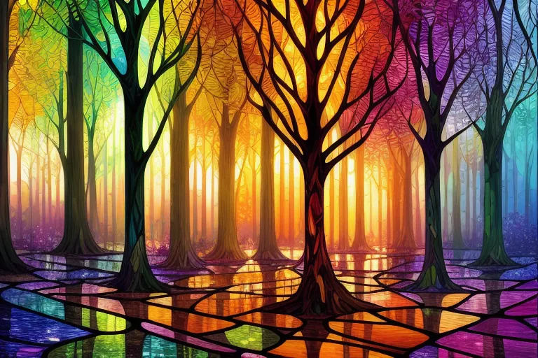 Forest beautiful stained glass - Free AI Photo Generator - starryai