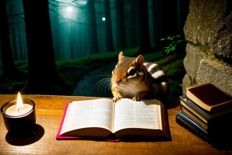 A chipmunk reading a magic book - Free AI Photo Generator - starryai