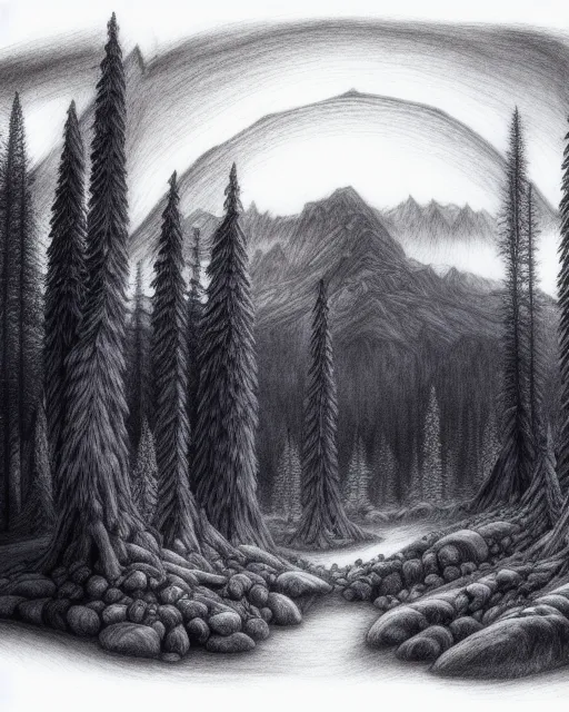 Forest pencil drawing black and white sketch illustration Forest pencil  drawing black and white sketch graphic  CanStock