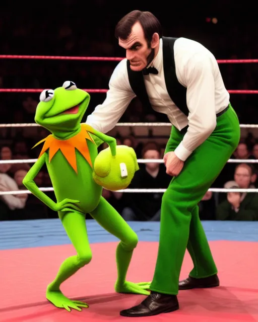 Kermit the frog, wrestling, Abraham Lincoln 