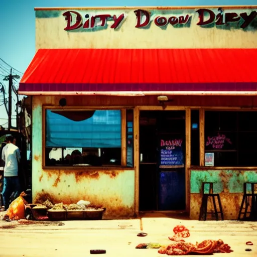 Garbage Restaraunt Enjoying Garbage Plastic Food Thats Dirty And Used And Washed With Dirty Water And Drinking Dirty Water And Everything Is Dirty But Everyone Loves It Its Called Dirty Town Diner