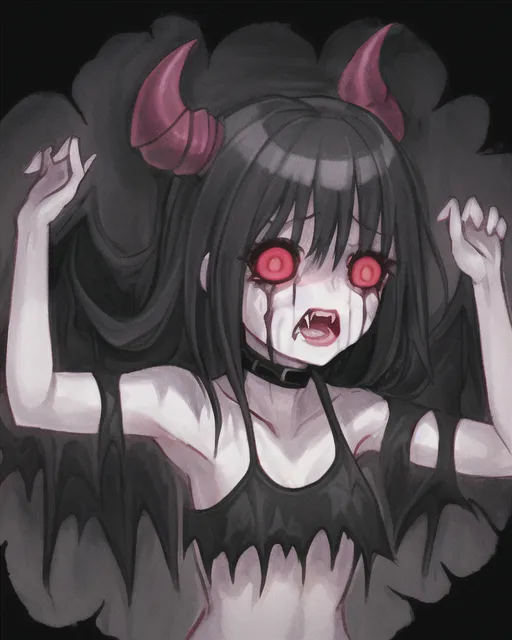 Girl from deep within hell crying from a dark pit