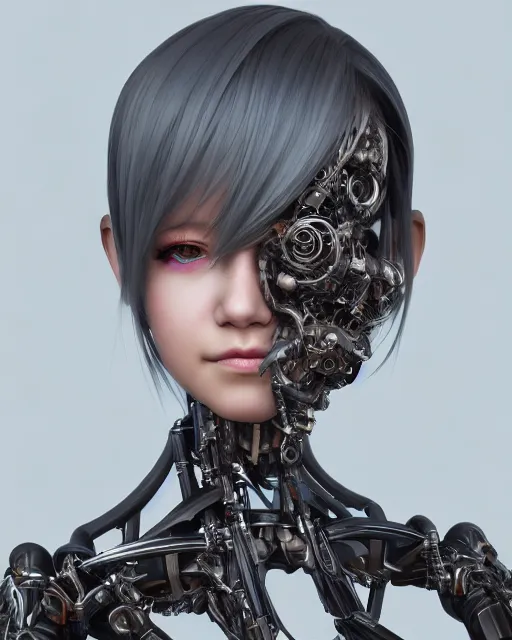 Cyber Anime girl sci-fi biomechanical - AI Photo Generator - starryai