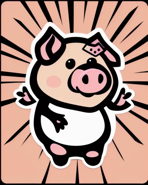 pig, cartoon, sticker art