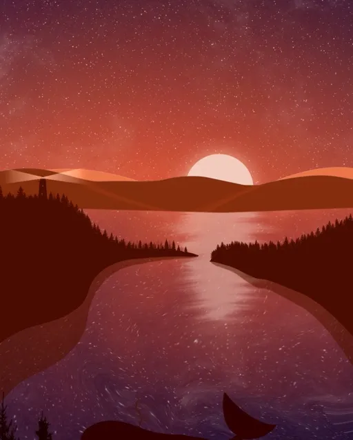 A setting sun over some there are - Free AI Photo Generator - starryai