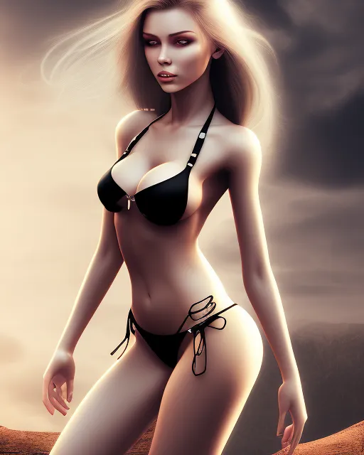 AI Art Generator: Big breasts in a bikini