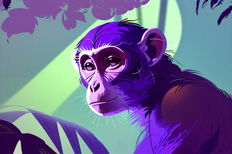 A purple jungle monkeys swinging art), - AI Photo Generator - starryai