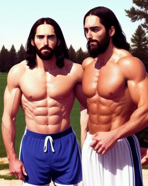 jesus moist critical after a workout - AI Photo Generator - starryai