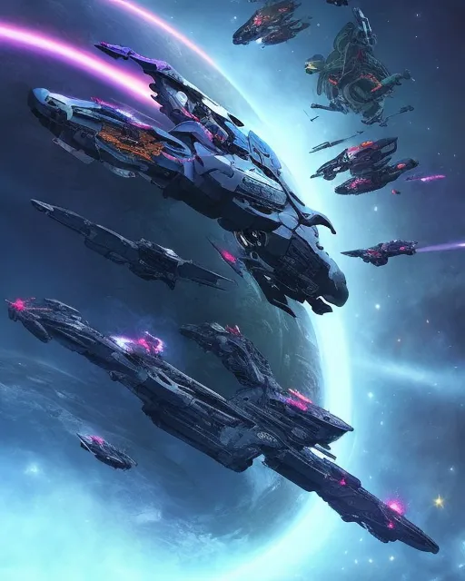 Epic Galactic battle between two - Free AI Photo Generator - starryai