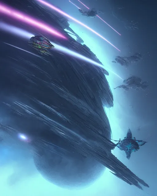 Epic Galactic battle between two - Free AI Photo Generator - starryai
