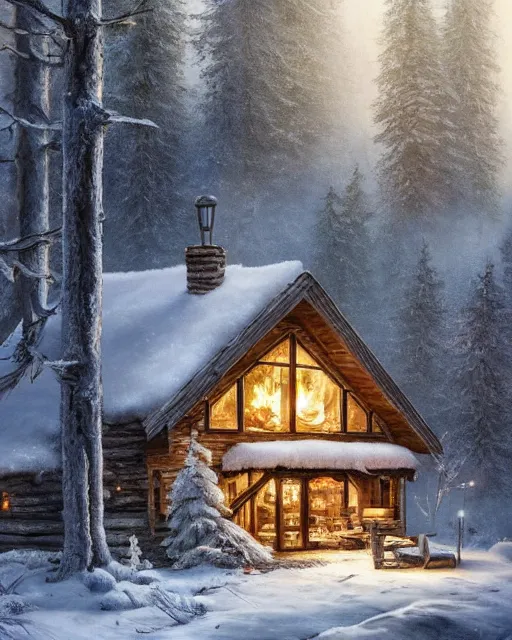 Download Enchanting Snowy Retreat  Cozy Winter Cabin Wallpaper  Wallpapers com