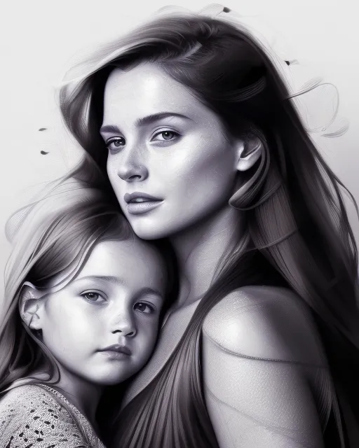 Mother daughter embracing, on - Free AI Photo Generator - starryai